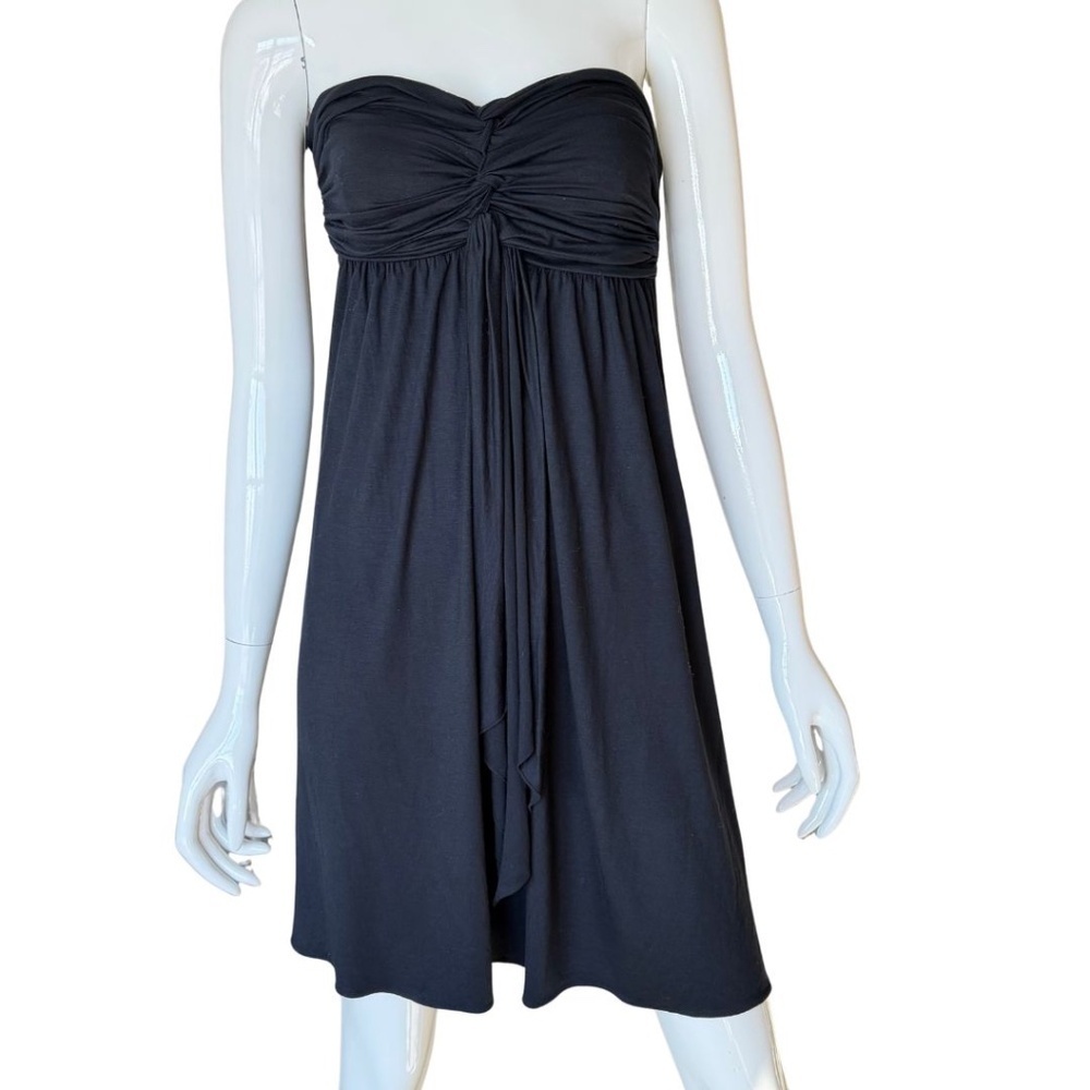 Express Black Braided Bandeau Top Knee Length Dress Smocked Back Size Medium - Picture 4 of 6